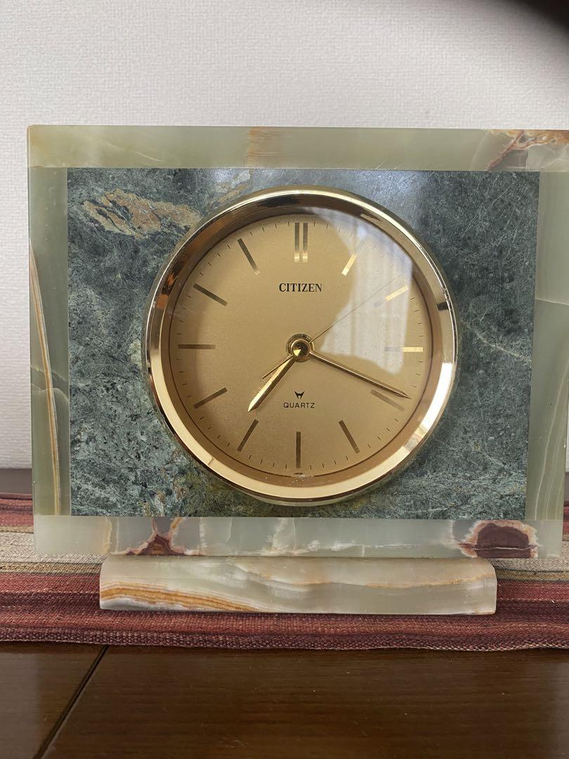 CITIZEN クォーツ置時計 アラバスター