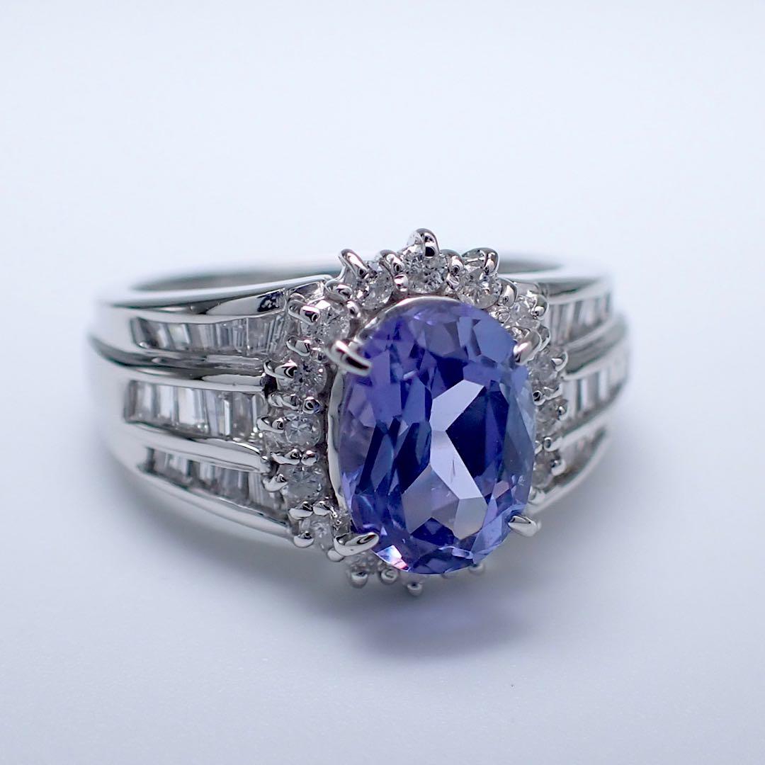 タンザナイト1.70ct ダイヤモンド0.66ct Pt900リング　指輪