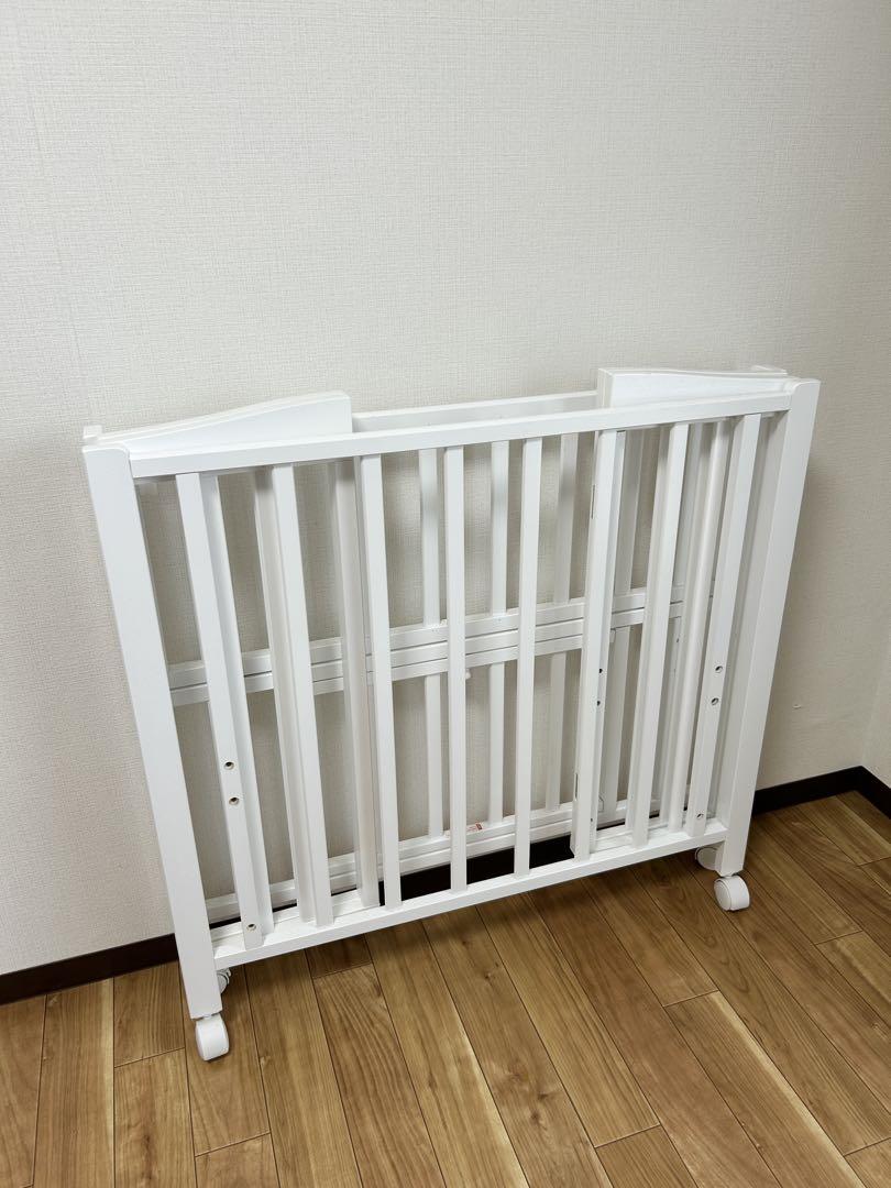 【美品】ミニベッド 折りたたみ ホワイト 02006