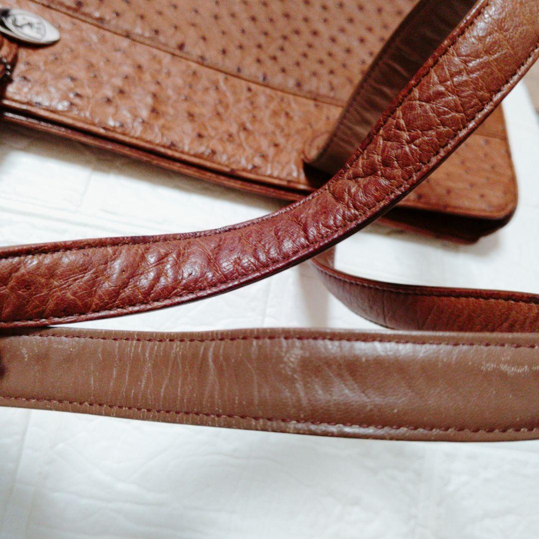 美品 オーストリッチ トートバッグ ショルダーバッグ ブラウン 美品 オーストリッチ トートバッグ ショルダーバッグ ブラウン