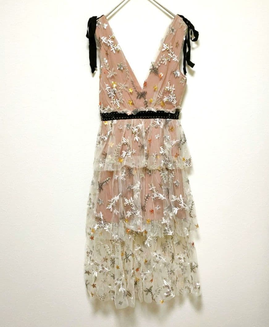 【セルフポートレイト】スターメッシュドレス　スパンコール　刺繍　UK6　美品