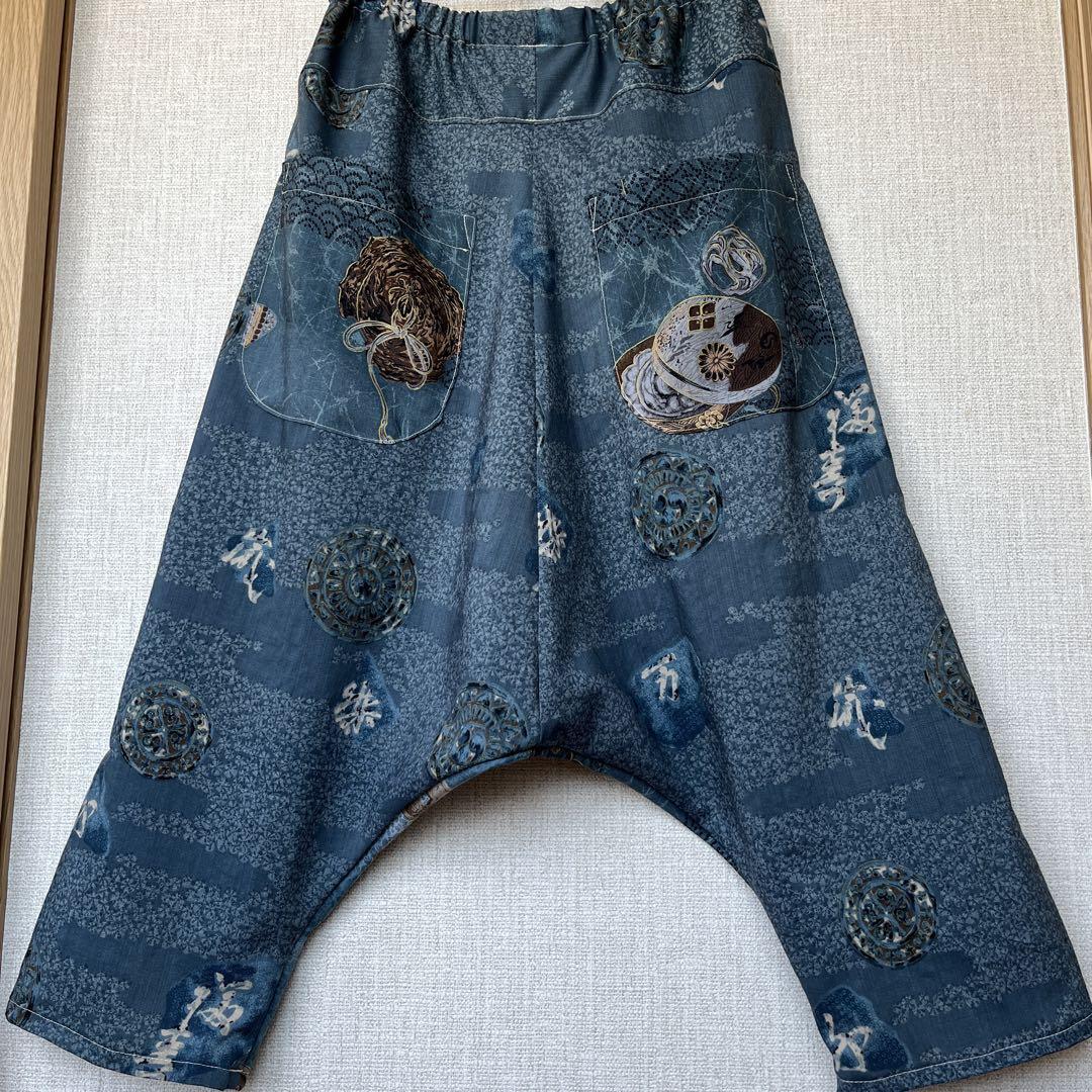 着物リメイク ハンドメイドサルエルパンツ 留袖パンツ 一点もの！」着物リメイク✼黒留袖✼ サルエルパンツ