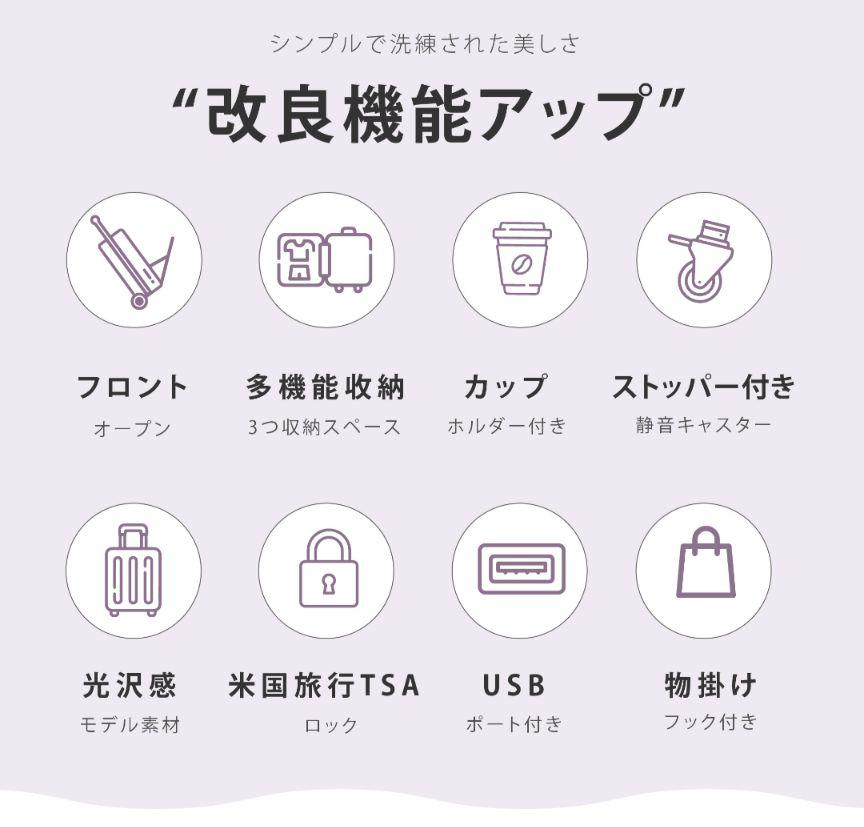フロントオープンキャリーケース Sサイズ ホワイト　機内持ち込みサイズ