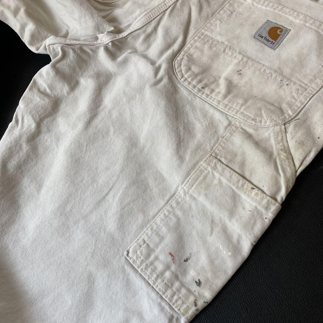 ★USA製★ Carhartt ダブルニー　ペインターパンツ ホワイト　ダメージ