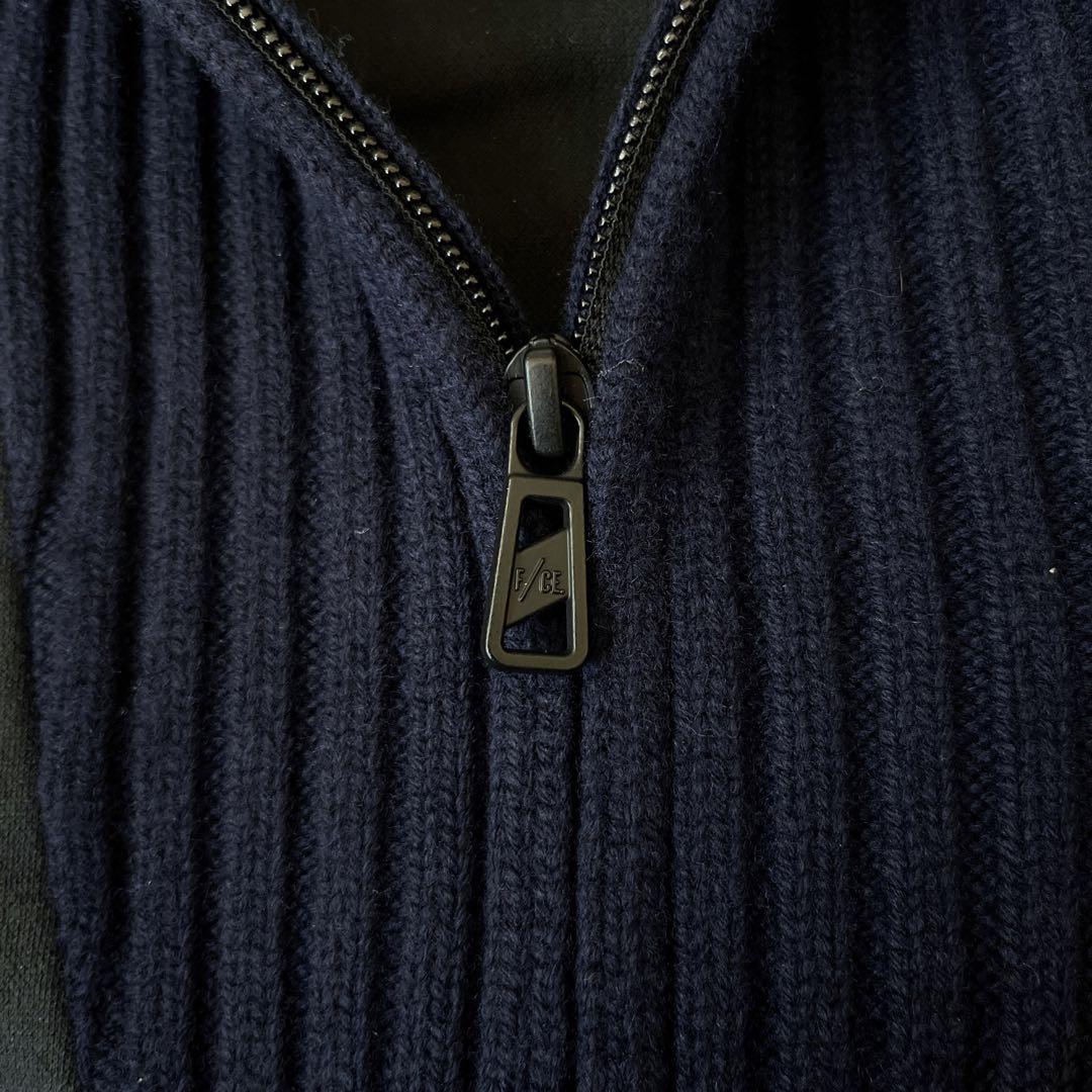 F/CE. エフシーイー ウール 切り替え ハーフジップ ニット ネイビー