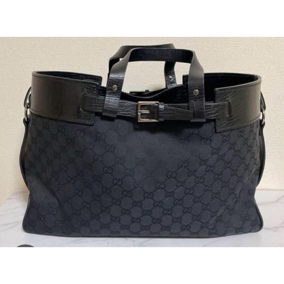一度使用のみグッチGUCCIトートバッグ キャンバス レザー シルバー金具 画像1