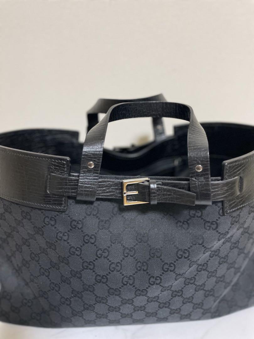 一度使用のみグッチGUCCIトートバッグ キャンバス レザー シルバー金具 画像4