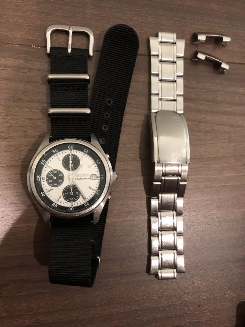 値下げ SEIKO 7t92-0CC0 パンダ クロノグラフ 腕時計