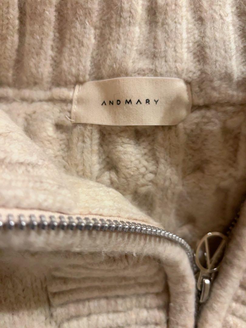 andmary Heart loose knit beige アンドマリー