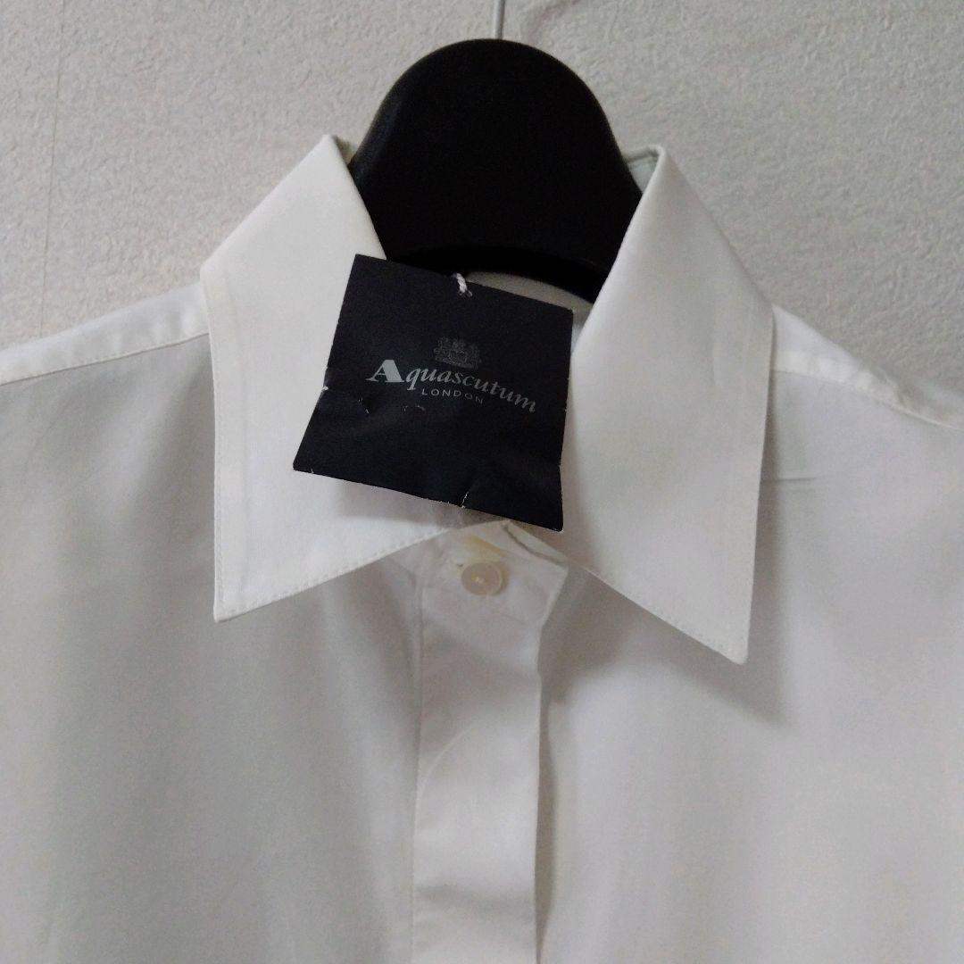 訳あり】Aquascutum アクアスキュータム ホワイト白 長袖シャツ