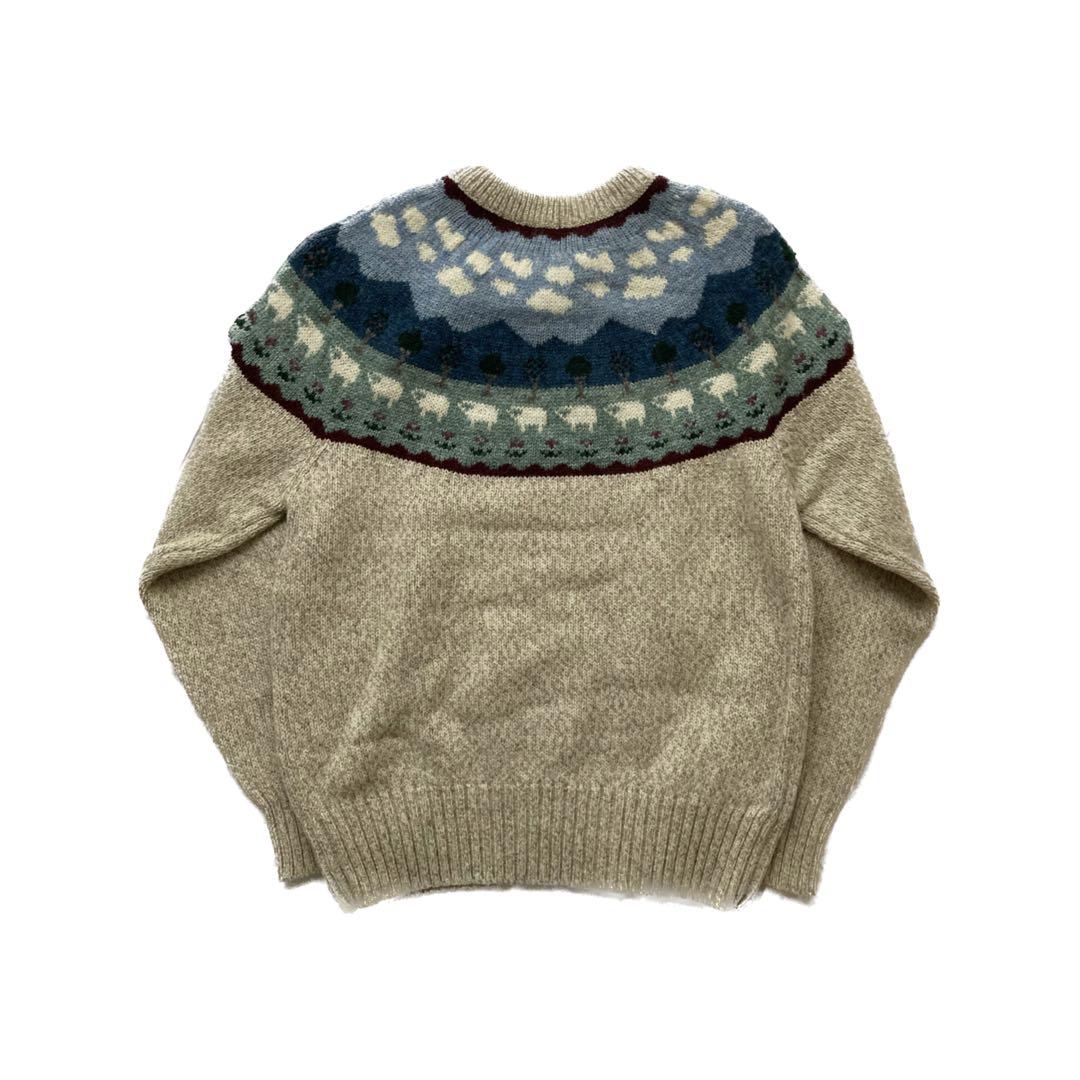 【名作】70s WOOLRICH 羊柄クルーネックセーター レディースM 美品