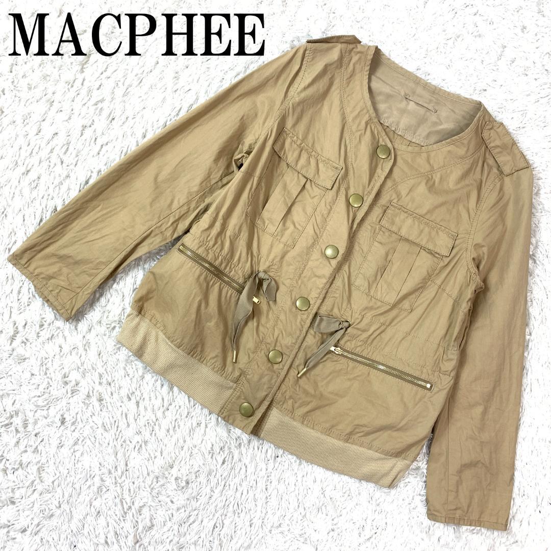 MACPHEE マカフィー ノーカラージャケット ベージュ 38 B550