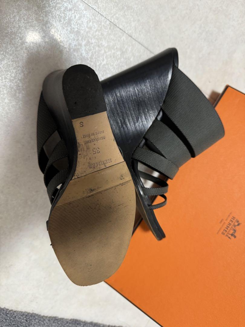 HERMES エルメス サンダル 35 1/2 ブラック クリスタル 美品