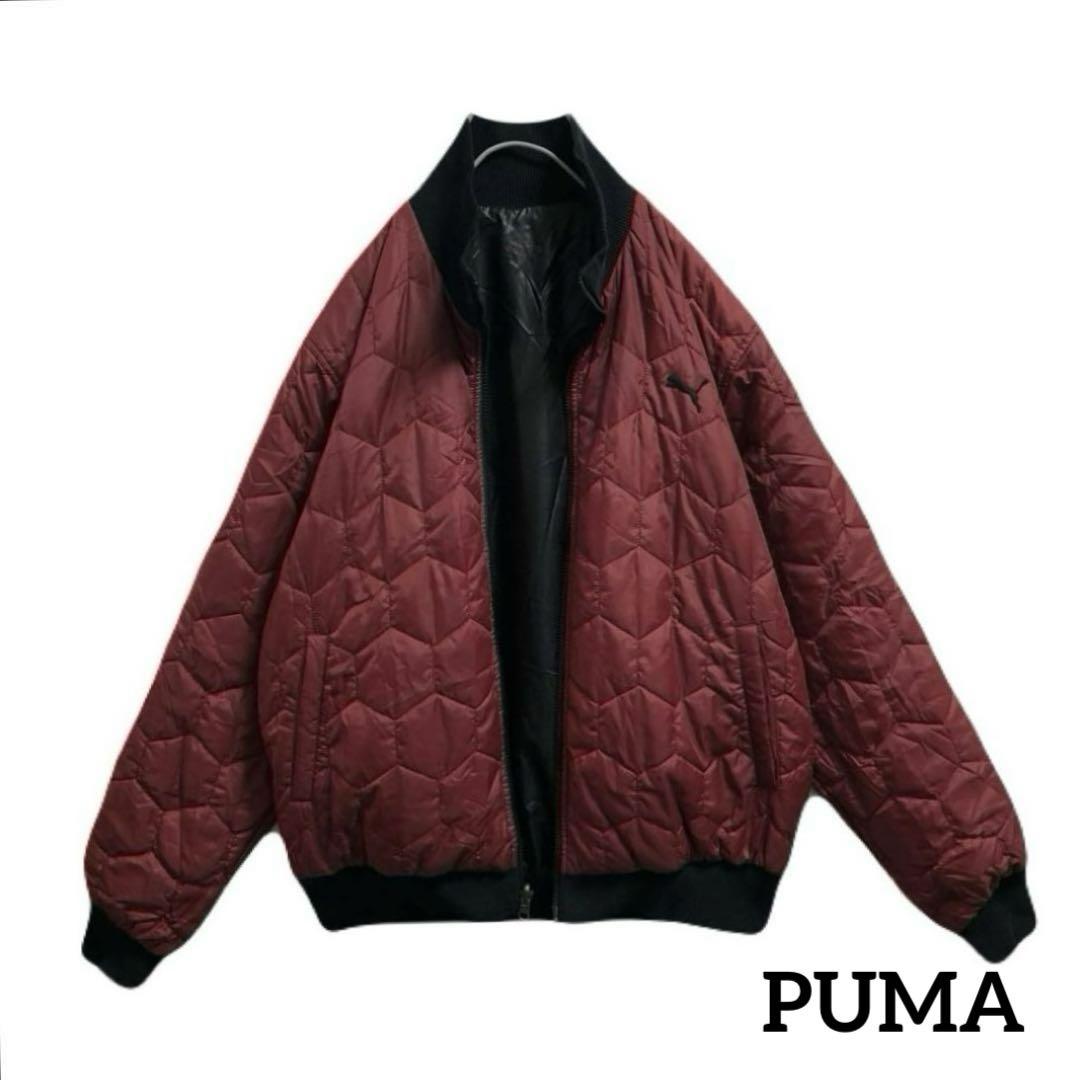 PUMAプーマヴィンテージナイロンキルティングジャケットリバーシブル刺繍ロゴ古着