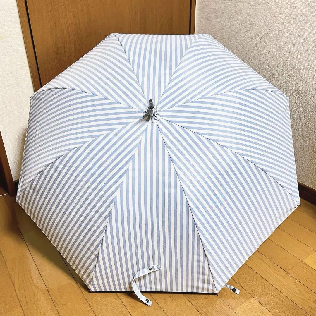 サンバリア100 日傘　ストライプ　Mサイズ (ブルー•クリア手元) Mサイズ / ストライプ | 完全遮光日傘｜サンバリア100