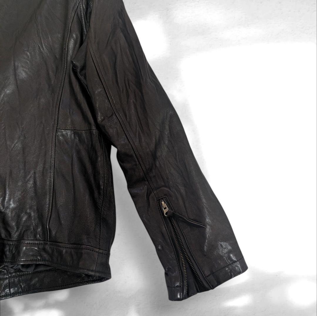 希少 XL バックナンバー ライダースジャケット シングル 山羊革 Wジップ 黒 希少 XL バックナンバー ライダースジャケット シングル 山羊革