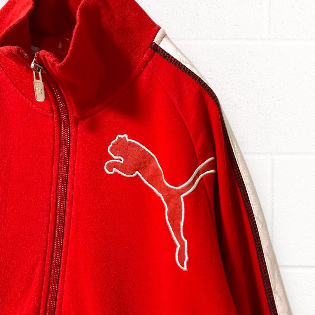 PUMA プーマ ジャージ ジップアップ チャック付き L 赤 白 ロゴ