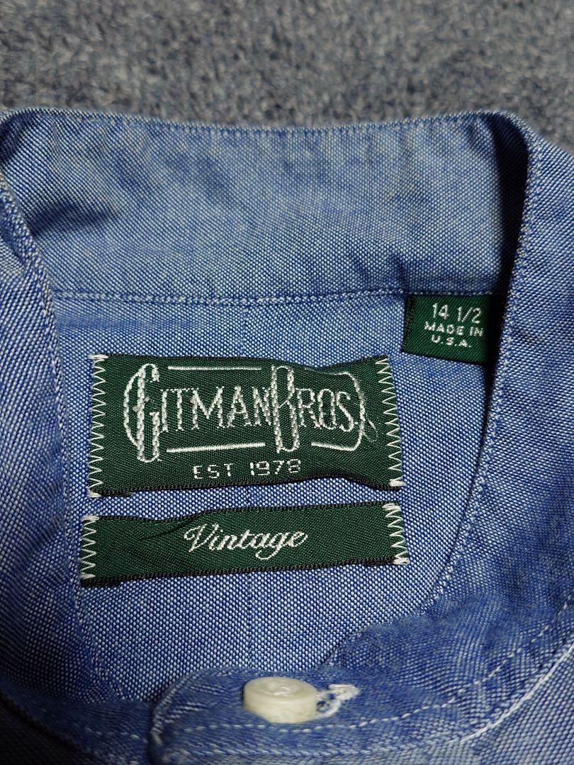 「GITMAN BROS VINTAGE 長袖バンドカラーシャツ 14 1/2」