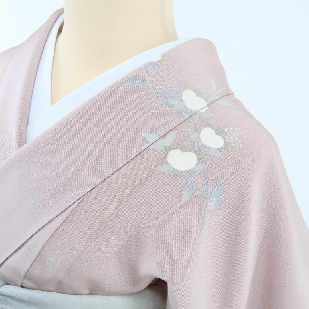 【美品】訪問着 幾何学模様 花柄刺繍　金糸　サーモンピンク　単衣 楽天市場】＼ 20％offクーポン ／ 単衣 手織り紬 訪問着 正絹 緑