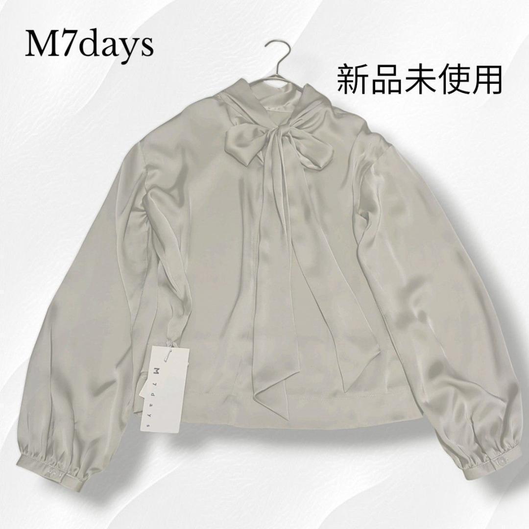 新品　24年モデル　M 7days 　ボウタイ　ブラウス　2way 　サテン生地