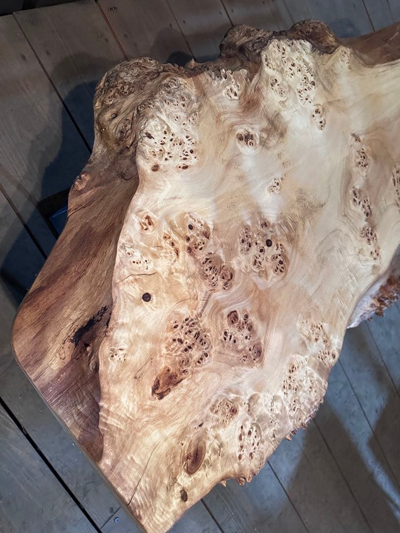 ポプラ 一枚板テーブル 店舗什器 アイアン脚やや傷や汚れあり MARWIL-DEMENAGEMENTS_CH