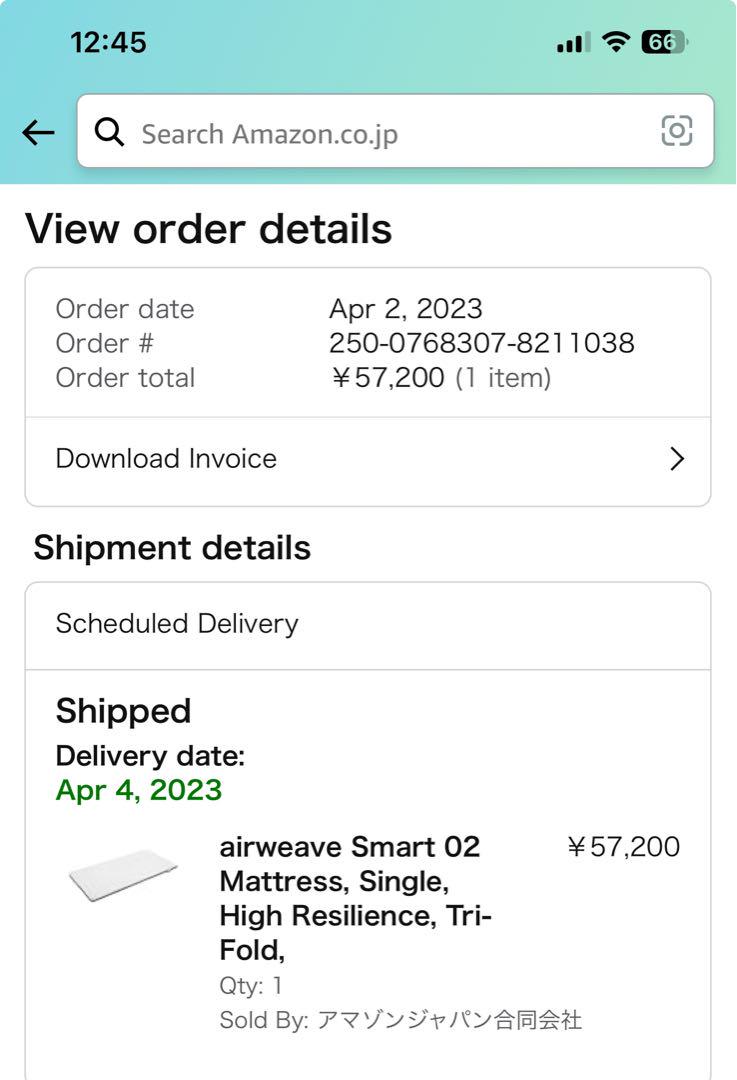Airweave Smart Mattress 02 現地引取限定