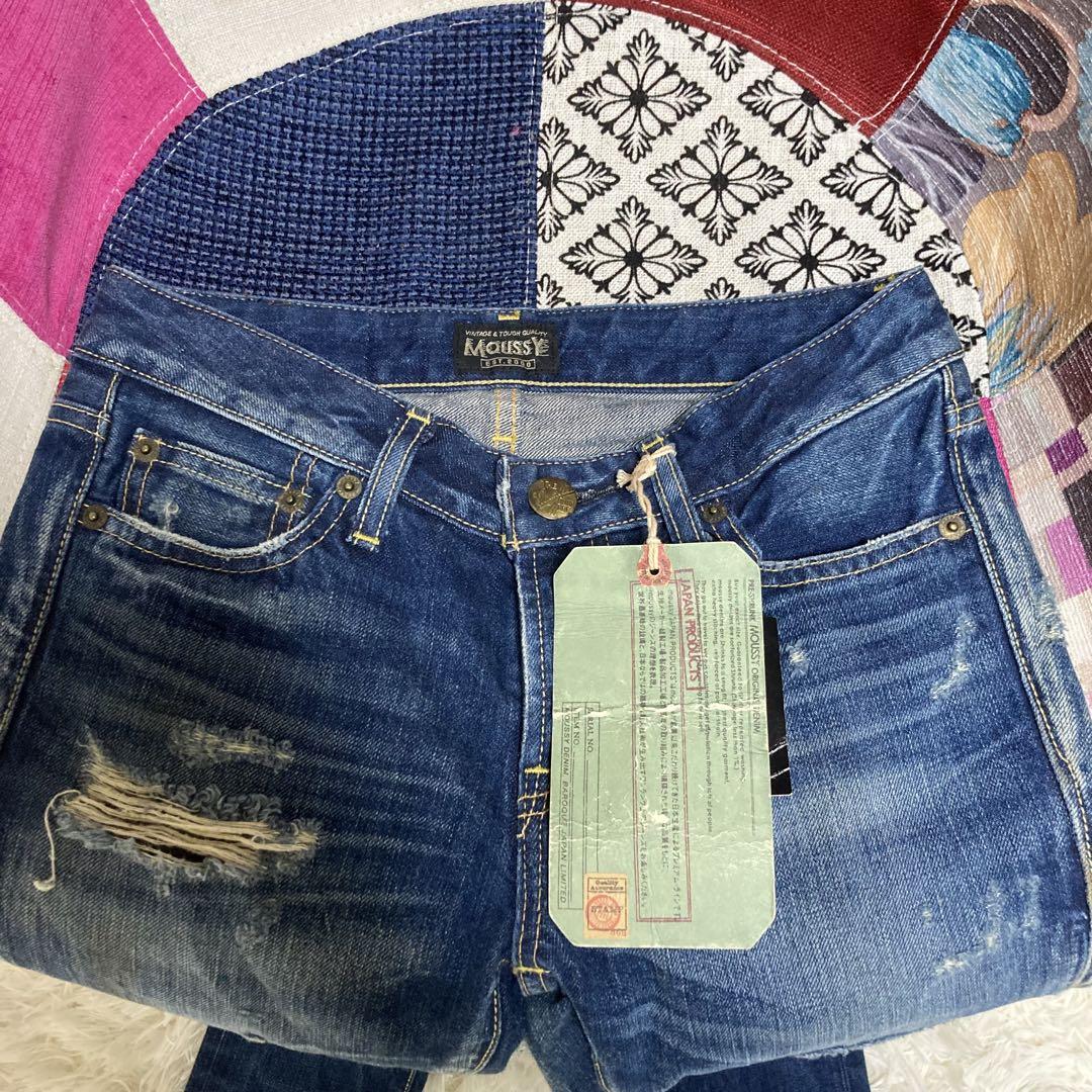 MOUSSY ヴィンテージスキニー25インチ肌見えクラッシュ加工