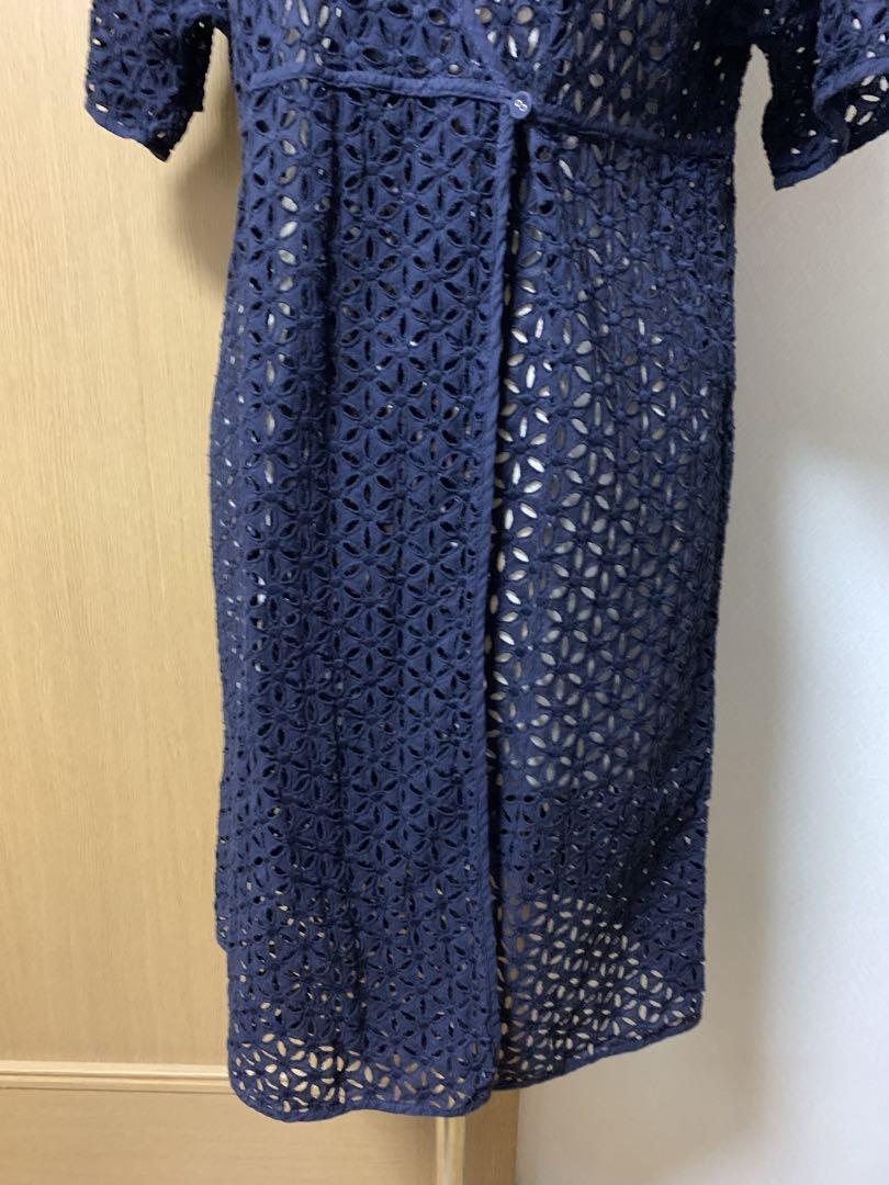 toujours トゥジュー 総レース ネイビー ワンピース ジャーナルΩ
