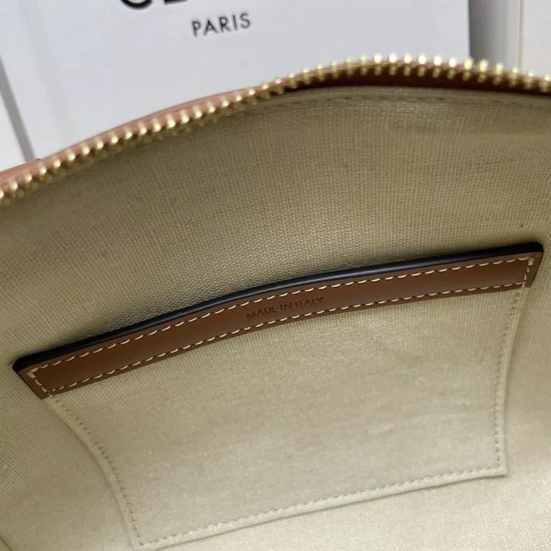 CELINE スモール ボストン バッグ トリオンフ ベージュ/ブラウン
