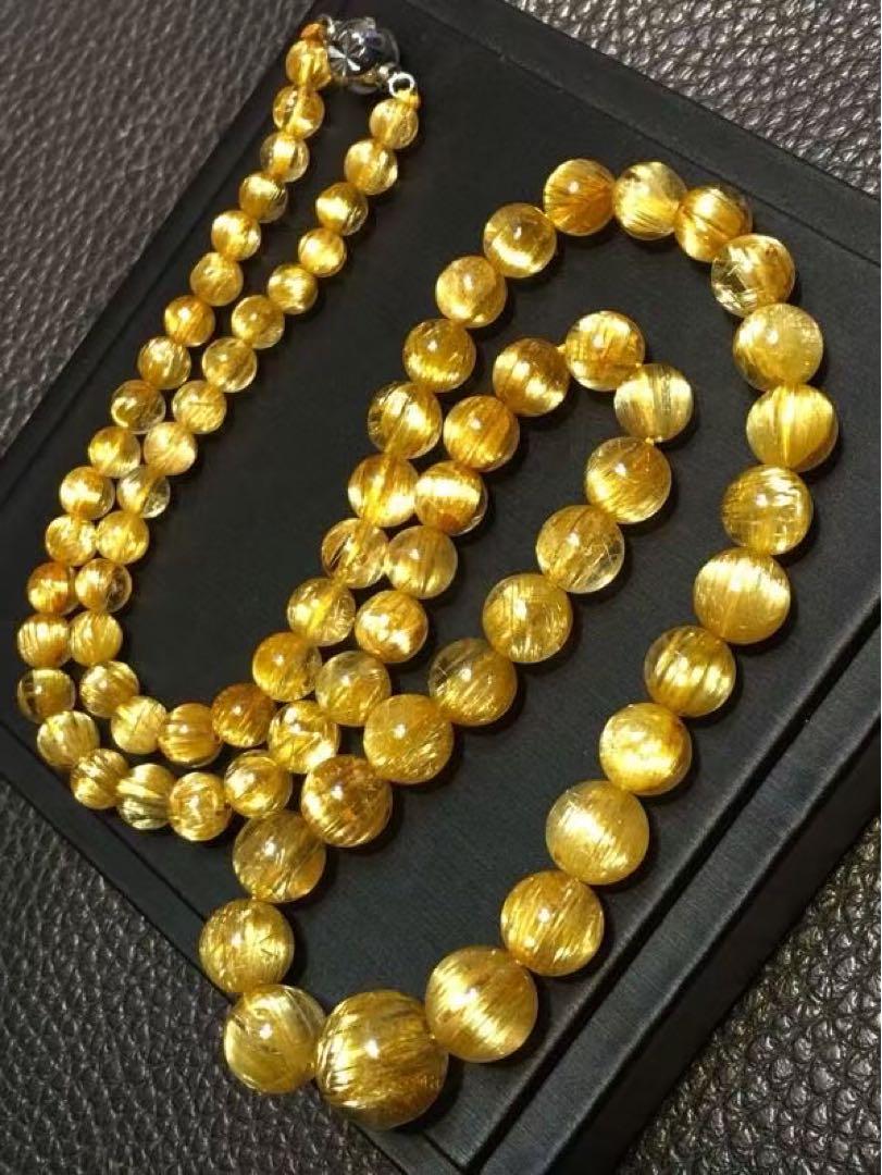 ⭐︎【極上品】タイチンルチルクオーツ ネックレス 5-12mm