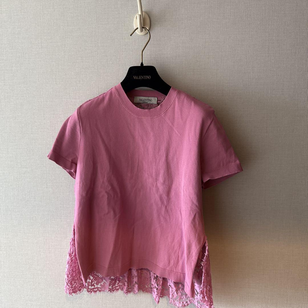 VALENTINO ピンク レーストリム トップス