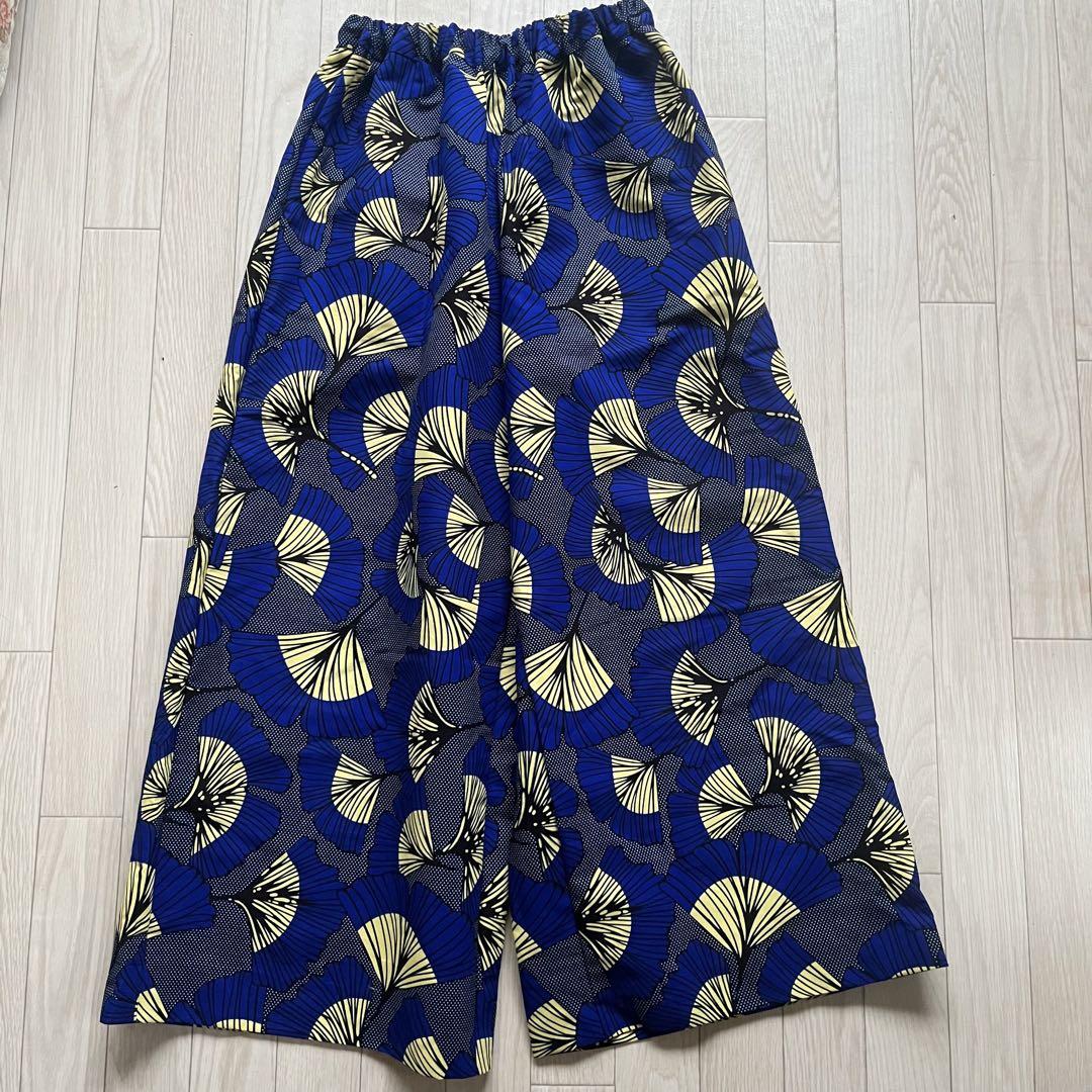 アフリカ布　ワイドパンツ　フレアパンツ　アフリカンバティック　ワックスプリント