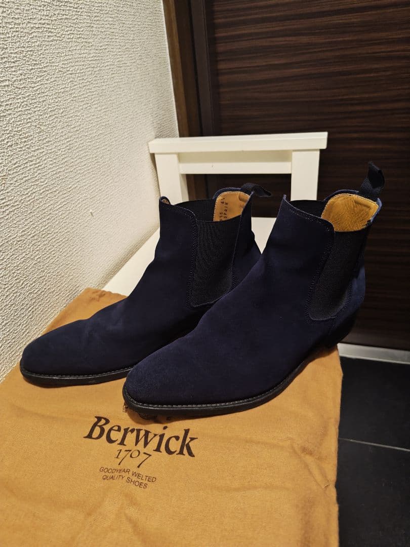 Berwick サイドゴアブーツ ネイビー25cm・Berwick