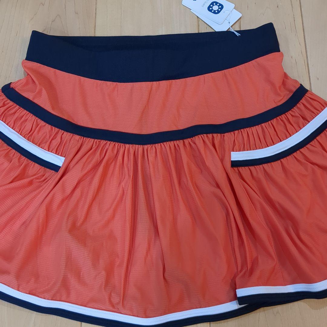FILA フレアスカート オレンジ色 ストライプ付き XL テニス スコート