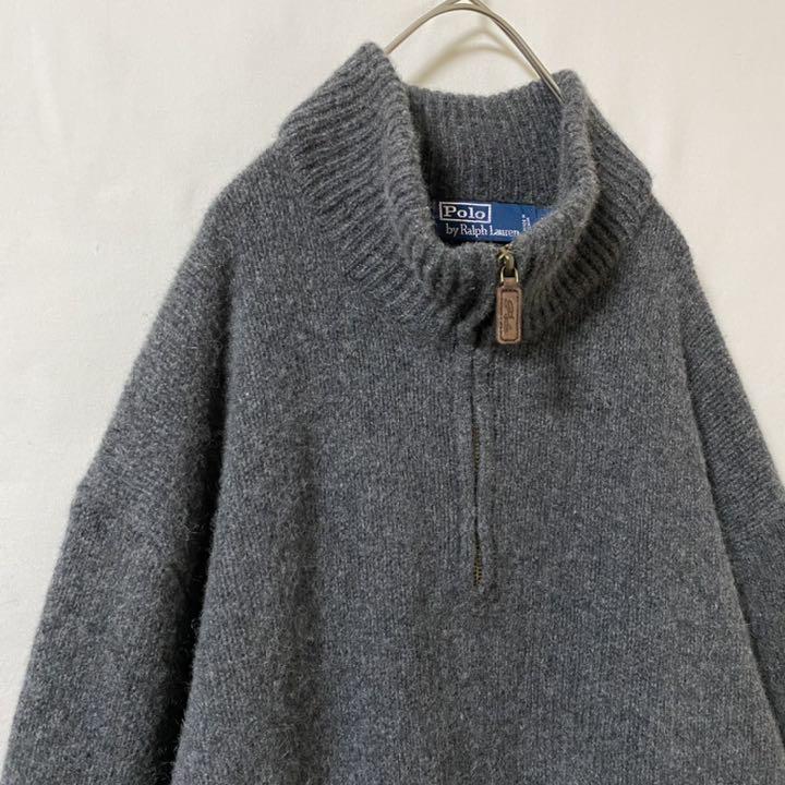 最安値国産 90s ポロバイラルフローレン アンゴラ混 ウールニット ハーフジップ グレー CY2br-m41250847243 得価大特価