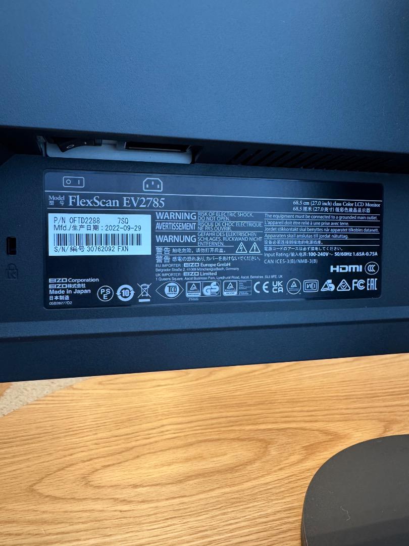 EIZO EV2785-BK　2022年製
