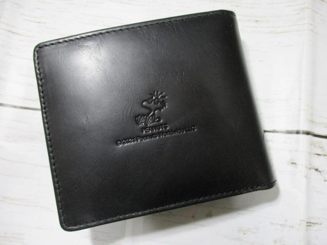 新品 財布 メンズ 二つ折り スヌーピー 本革 ブランド ライダー ブラック！