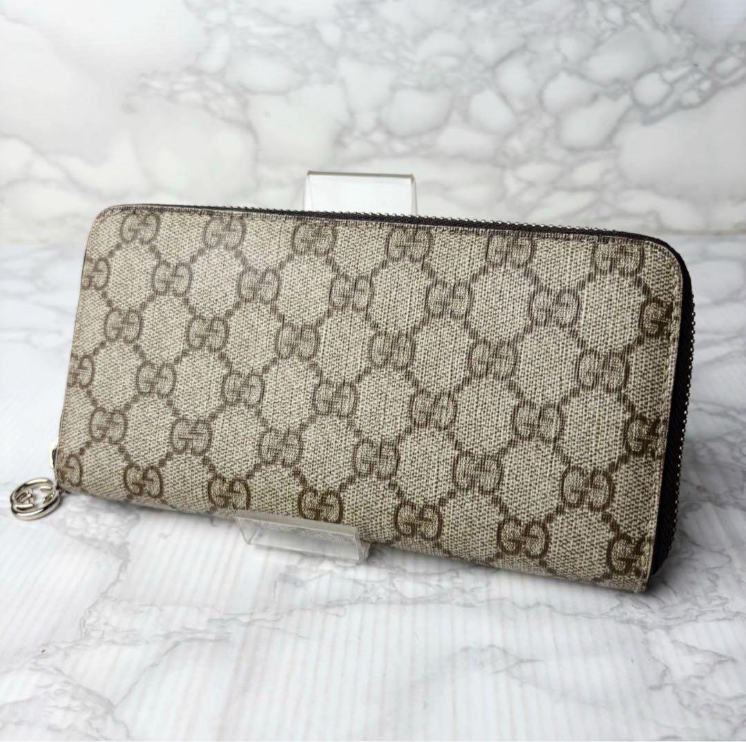 58 美品 GUCCI PVC 長財布 ラウンドファスナー GG柄 nw6