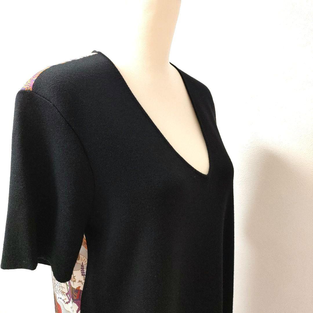 極美品❢サルヴァトーレ フェラガモ　ワンピース　ツイルレーヌ　半袖　異素材切り替