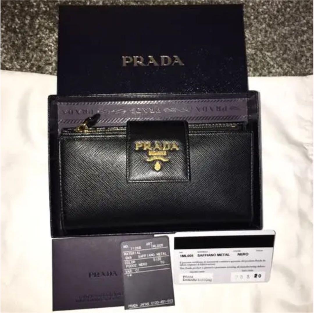 ブラック系新しいエルメス正規品 PRADA プラダ 財布 折り財布 ...