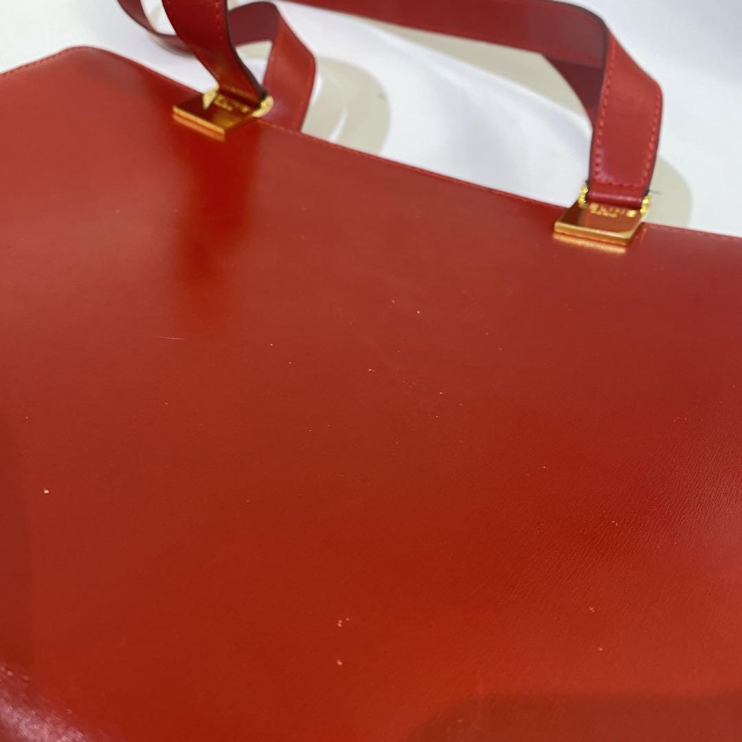 CÉLINE レザー トートバッグ レッド CELINE - セリーヌ CELINE ホリゾンタルカバ トートバッグ