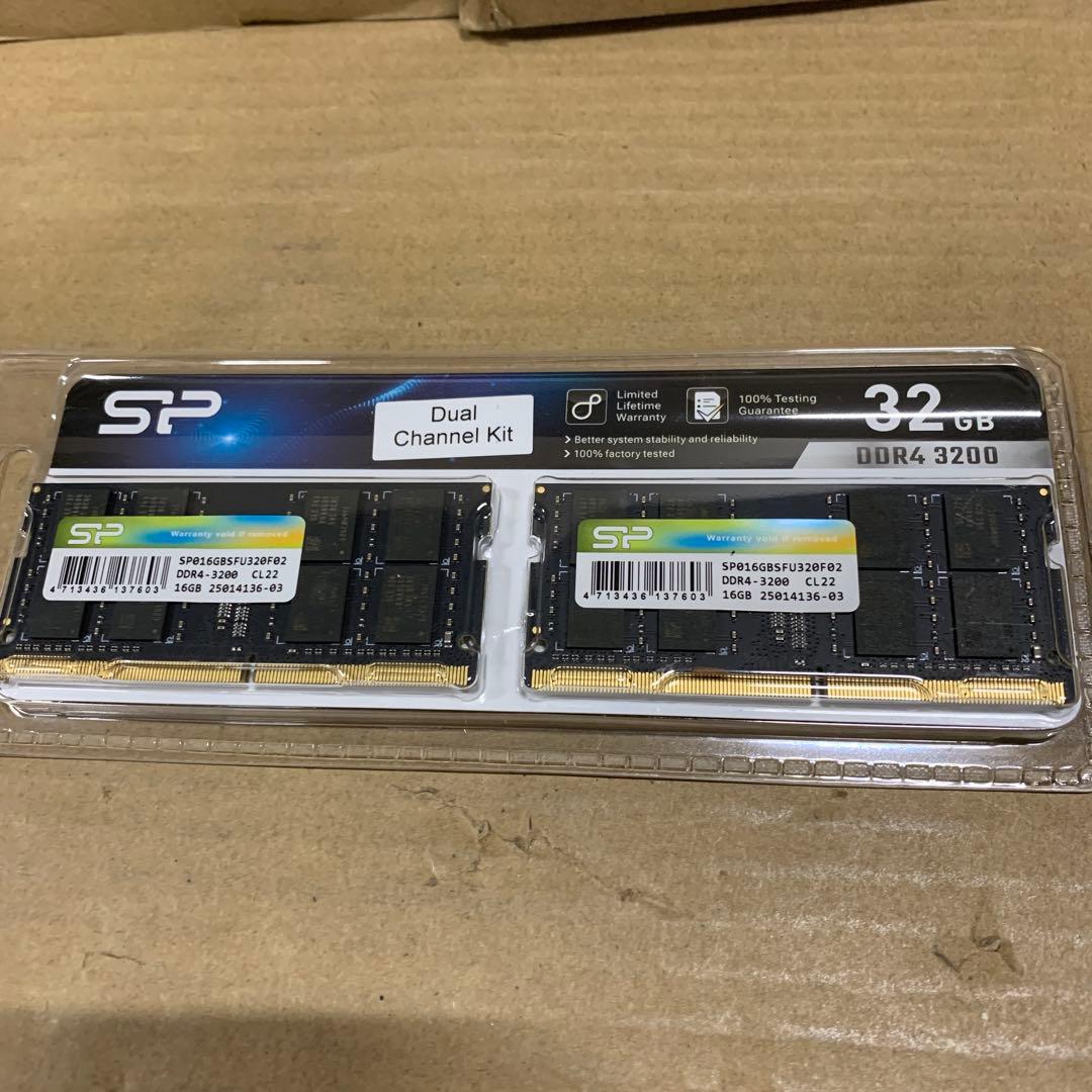 ddr4-3200 32GBノート用メモリ16GB２枚Silicon Power