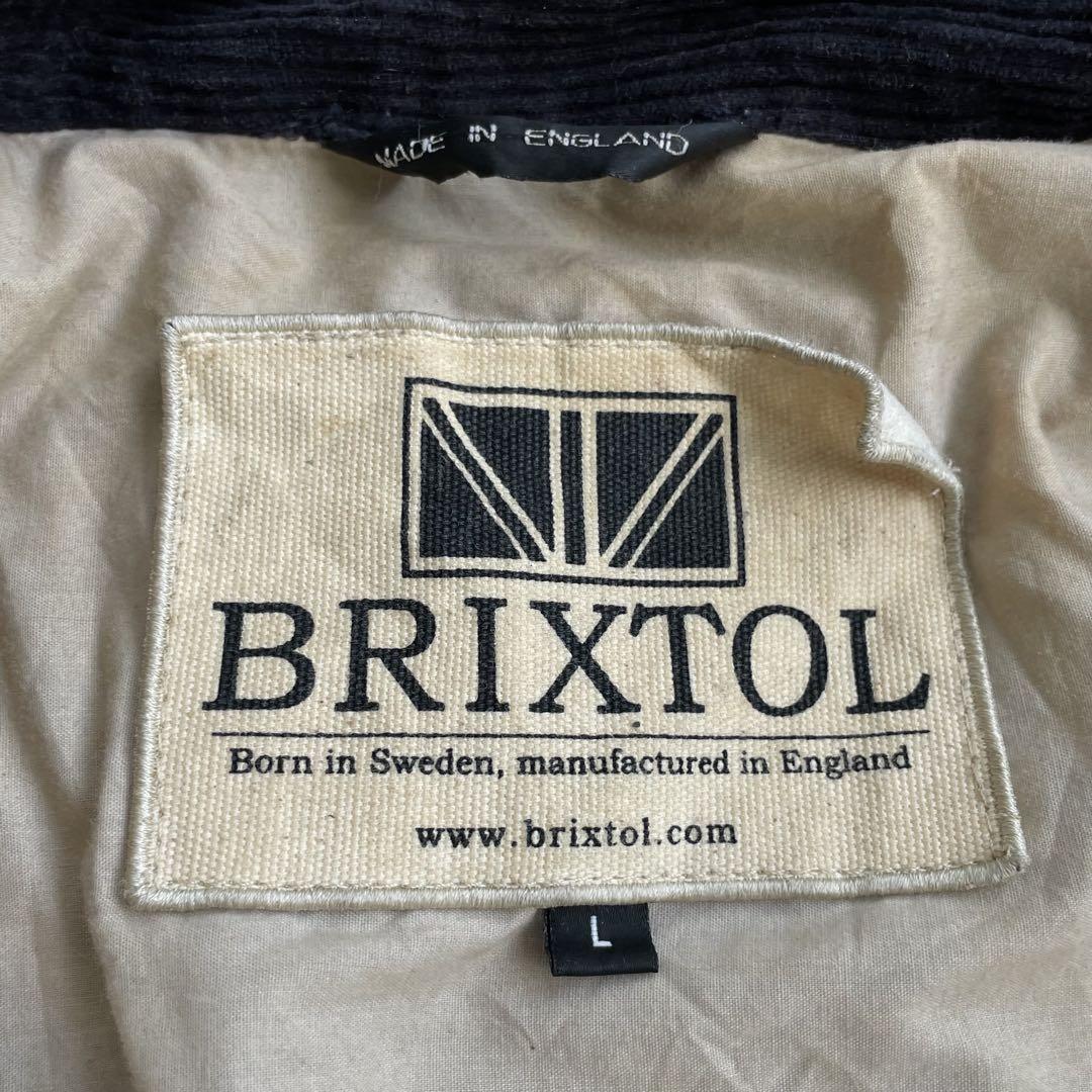 英国製 Brixtoi オイルドジャケット ブルー L コーデュロイ切替