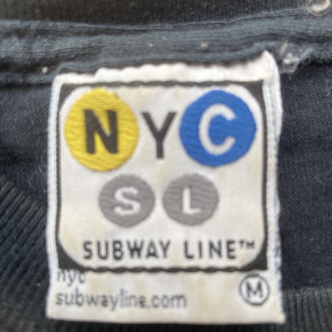 90sヴィンテージ ブルックリンクイーンズ ニューヨーク地下鉄路線TシャツM**