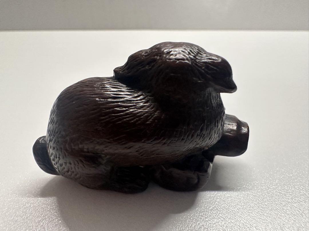 犬の根付 木製 江戸時代 （根付ギャラリー 江戸時代（岡友派）編）