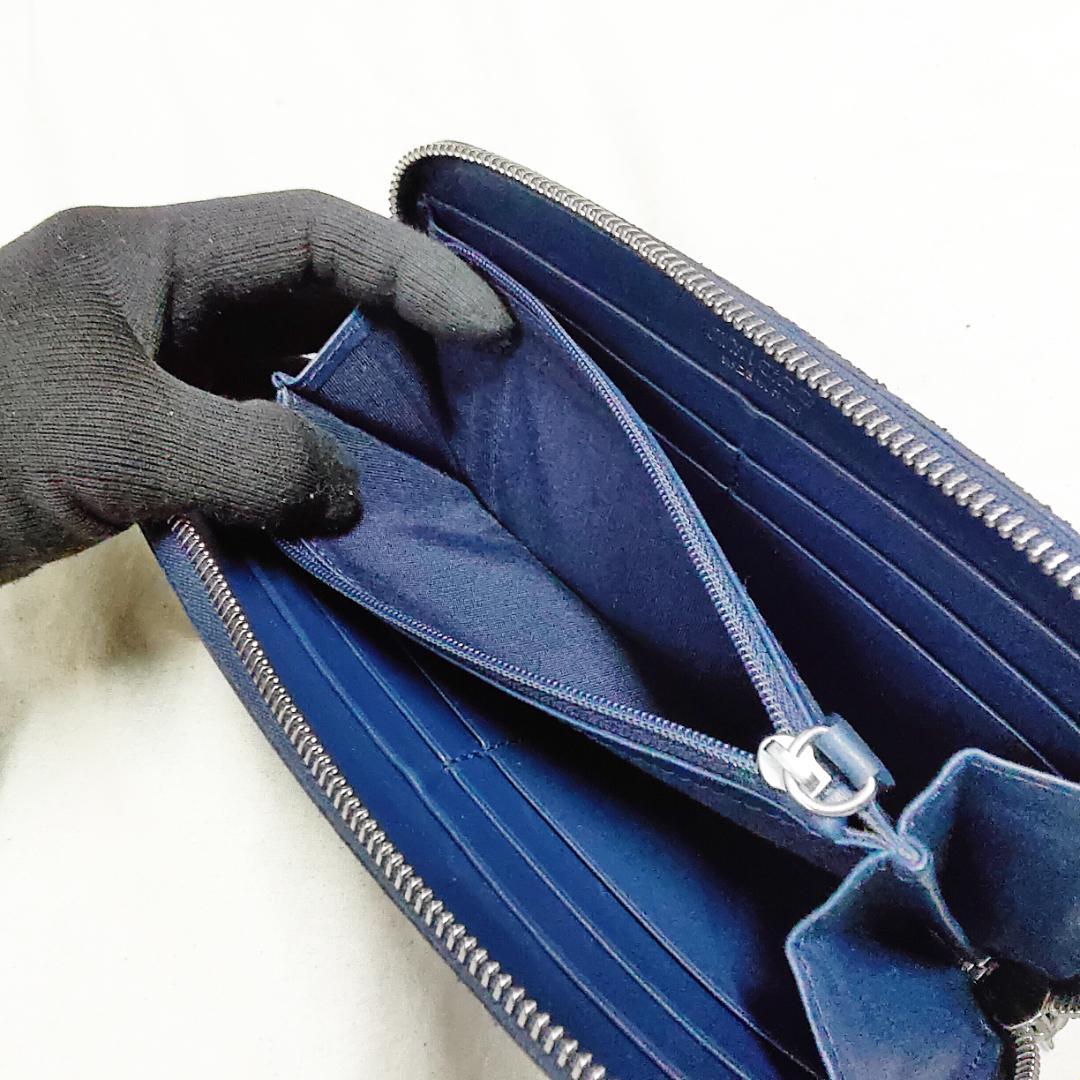 良品 ジミーチュウ ラウンドジップ 長財布 フィリッパ スタースタッズ ネイビー