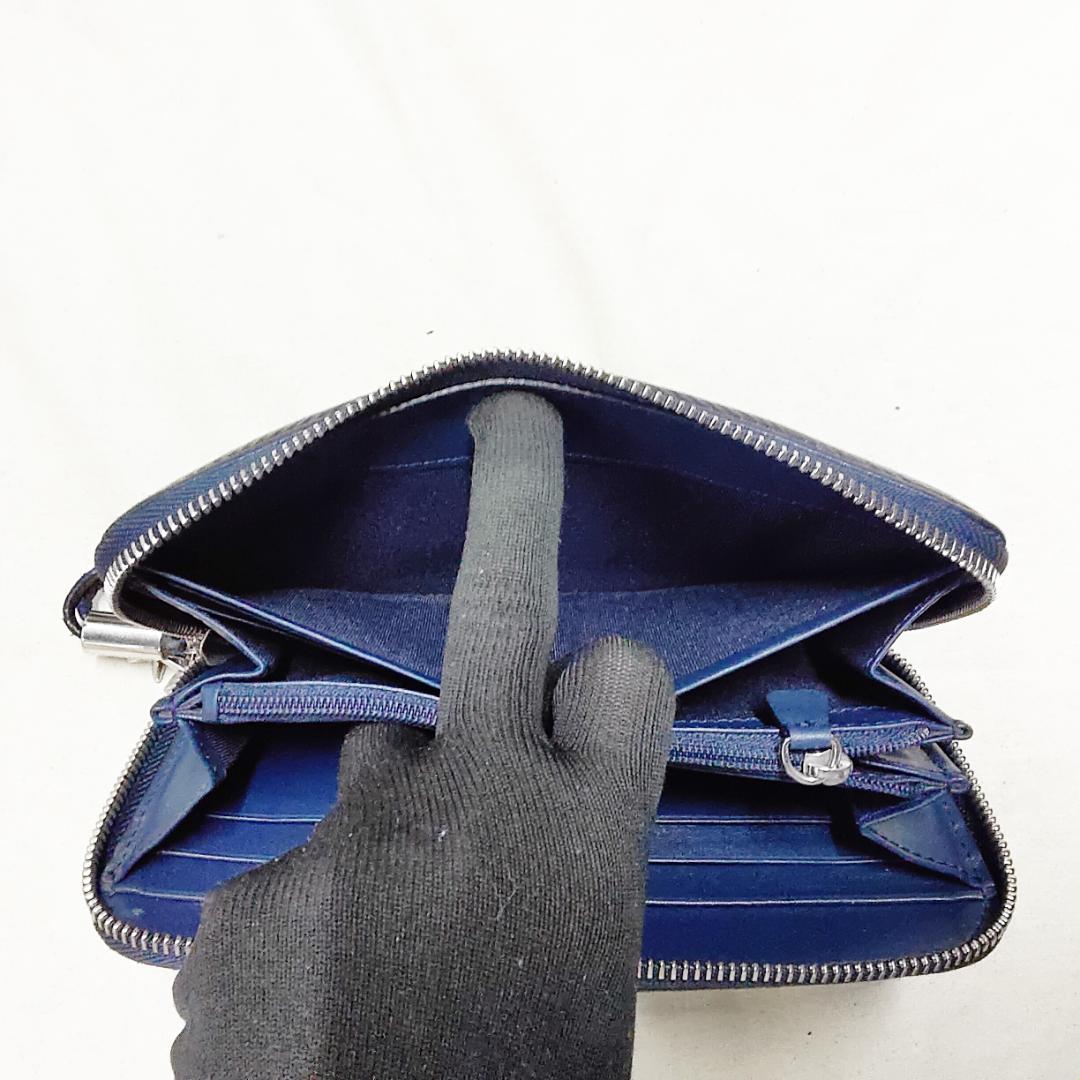 良品 ジミーチュウ ラウンドジップ 長財布 フィリッパ スタースタッズ ネイビー