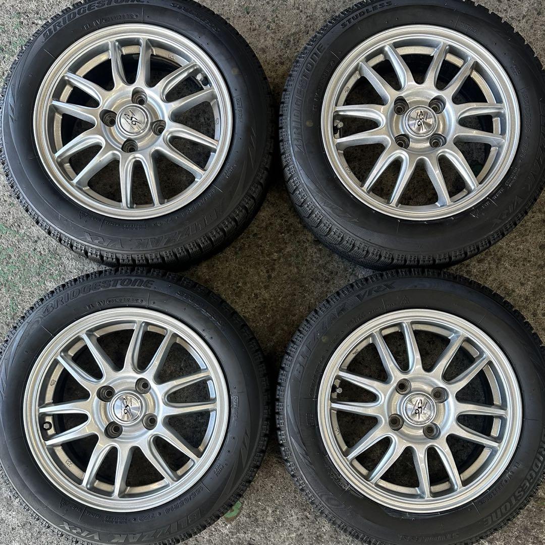 【超バリ溝】155/65R14 スタッドレスタイヤ ホイールセット ブリヂストン