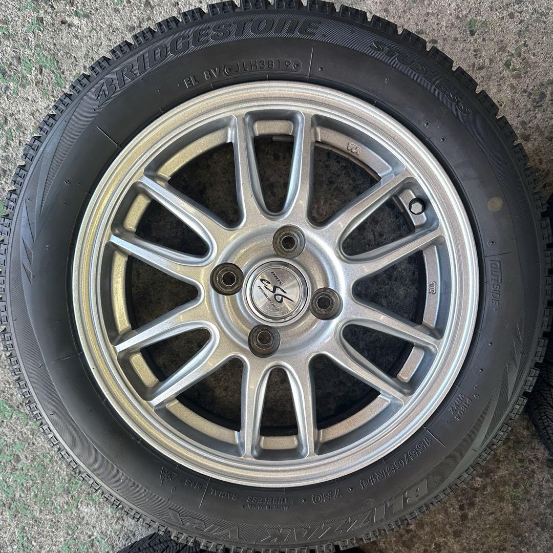 【超バリ溝】155/65R14 スタッドレスタイヤ ホイールセット ブリヂストン