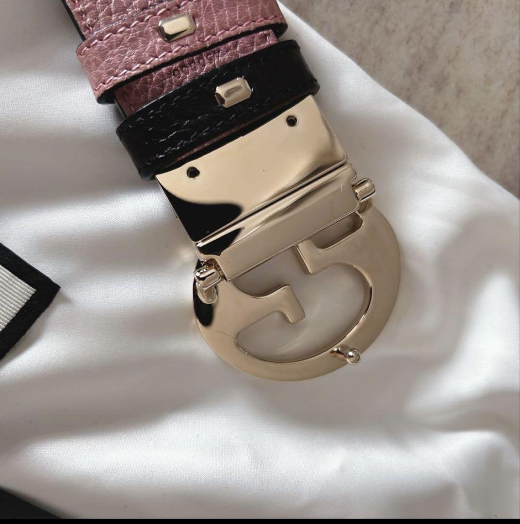 GUCCI グッチ リバーシブル GG ロゴ バックル レザー ベルト 極